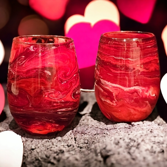 Hand Crafted Other - LOVED/Stemless Wine Glass Set